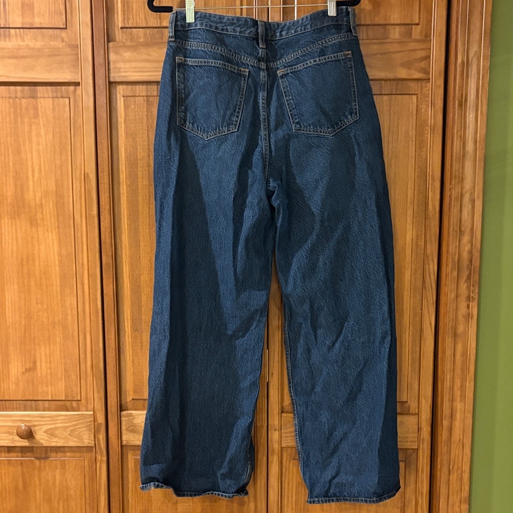 Abercrombie & Fitch Curve Love Dark Blue Wide Leg Jeans Size 31 / 12 - Picture 6 of 9